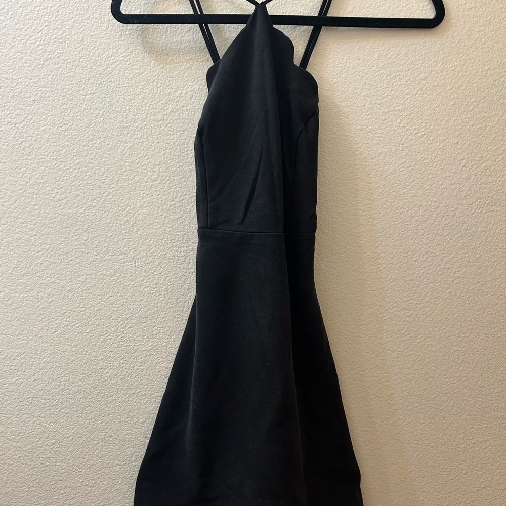 Lush Black Halter Mini Dress